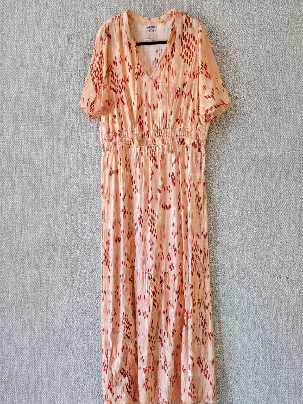 Knox Rose Light Peach Printed V-Neck Maxi Dress